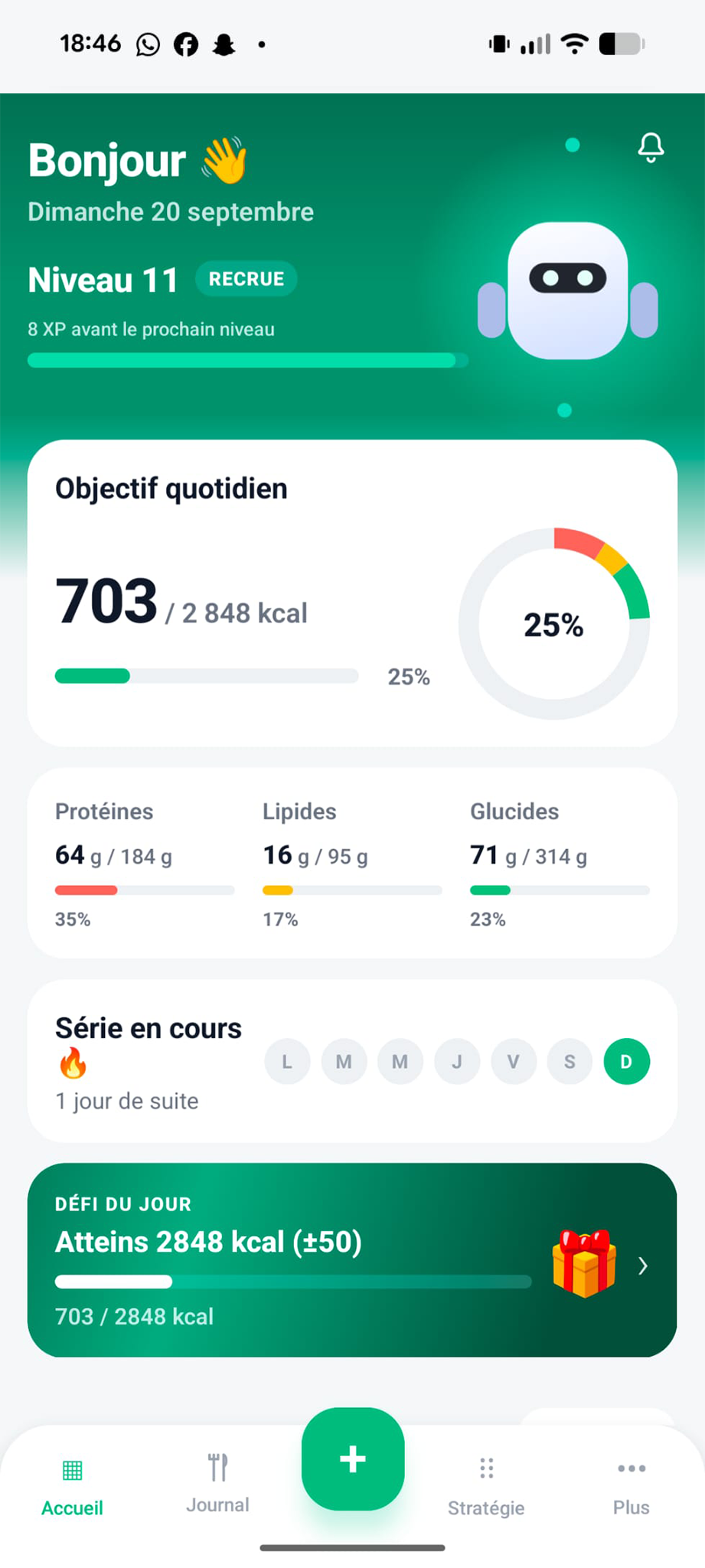 macroBody dashboard — daily nutrition rings and weekly overview